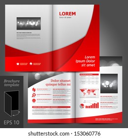 Vector gray brochure template design with red design elements. EPS 10
