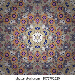 Vector gray, brown and beige Traditional Indian motif seamless pattern.