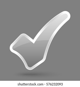 vector gray check positive symbol with glossy effect, symbol of correct