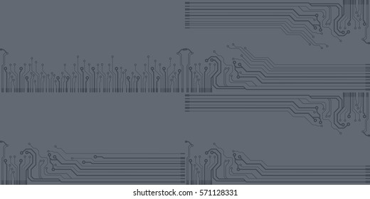 Vector gray circuit board illustration. Eps flat vector illustration. Set