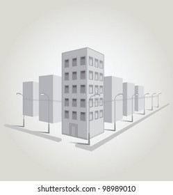 Vector gray city light poles wires