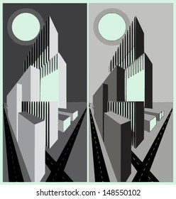 Vector gray cityscape