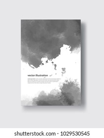 Vector gray color brush strokes. Watercolor monochrome Grunge isolated elements. Smoke brushes for your design. Freehand. Ink splash. Acrylic stamp. Vector illustration