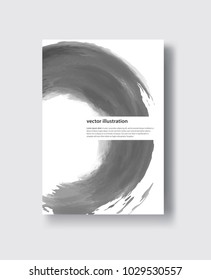 Vector gray color brush strokes. Watercolor monochrome Grunge isolated elements. Smoke brushes for your design. Freehand. Ink splash. Acrylic stamp. Vector illustration