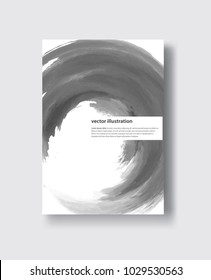 Vector gray color brush strokes. Watercolor monochrome Grunge isolated elements. Smoke brushes for your design. Freehand. Ink splash. Acrylic stamp. Vector illustration
