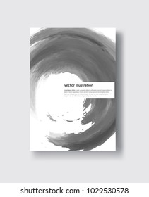 Vector gray color brush strokes. Watercolor monochrome Grunge isolated elements. Smoke brushes for your design. Freehand. Ink splash. Acrylic stamp. Vector illustration