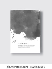 Vector gray color brush strokes. Watercolor monochrome Grunge isolated elements. Smoke brushes for your design. Freehand. Ink splash. Acrylic stamp. Vector illustration