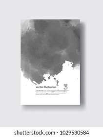 Vector gray color brush strokes. Watercolor monochrome Grunge isolated elements. Smoke brushes for your design. Freehand. Ink splash. Acrylic stamp. Vector illustration