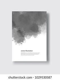 Vector gray color brush strokes. Watercolor monochrome Grunge isolated elements. Smoke brushes for your design. Freehand. Ink splash. Acrylic stamp. Vector illustration