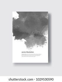 Vector gray color brush strokes. Watercolor monochrome Grunge isolated elements. Smoke brushes for your design. Freehand. Ink splash. Acrylic stamp. Vector illustration
