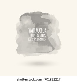 Vector gray color brush strokes. Watercolor monochrome Grunge isolated elements. Smoke brushes for your design. Freehand. Ink splash. Acrylic stamp. Vector illustration