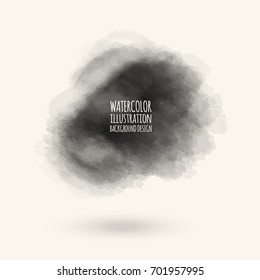 Vector gray color brush strokes. Watercolor monochrome Grunge isolated elements. Smoke brushes for your design. Freehand. Ink splash. Acrylic stamp. Vector illustration