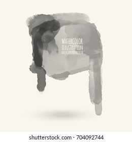 Vector gray color brush strokes. Watercolor monochrome Grunge isolated elements. Smoke brushes for your design. Freehand. Ink splash. Acrylic stamp. Vector illustration