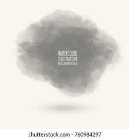 Vector gray color brush strokes. Watercolor monochrome Grunge isolated elements. Smoke brushes for your design. Freehand. Ink splash. Acrylic stamp. Vector illustration