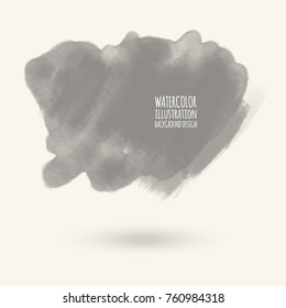 Vector gray color brush strokes. Watercolor monochrome Grunge isolated elements. Smoke brushes for your design. Freehand. Ink splash. Acrylic stamp. Vector illustration
