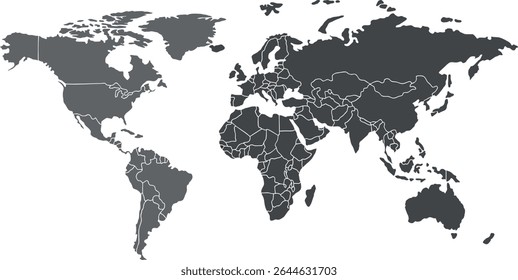 vector of gray colored world map with white background