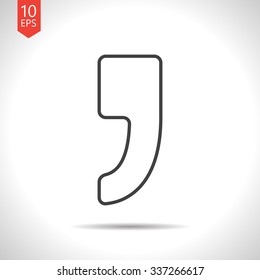 Vector gray comma icon on white background 