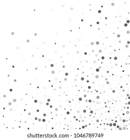 Vector gray confetti on transparent background. Falling tinsel and confetti from minimalistic geometrical confetti and ribbons. Flat falling glitter. Abstract triangles and ribbons on label.