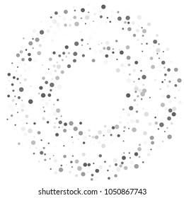 Vector gray confetti on transparent background. Falling tinsel and confetti from minimalistic geometrical confetti and ribbons. Flat falling glitter. Abstract triangles and ribbons on label.