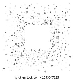 Vector gray confetti on transparent background. Falling tinsel and confetti from minimalistic geometrical confetti and ribbons. Flat falling glitter. Abstract triangles and ribbons on label.