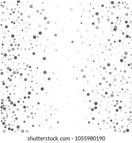 Vector gray confetti on transparent background. Falling tinsel and confetti from minimalistic geometrical confetti and ribbons. Flat falling glitter. Abstract triangles and ribbons on label.