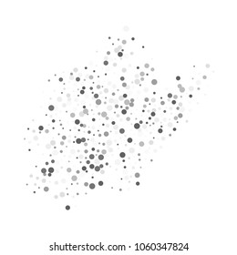 Vector gray confetti on transparent background. Falling tinsel and confetti from minimalistic geometrical confetti and ribbons. Flat falling glitter. Abstract triangles and ribbons on label.