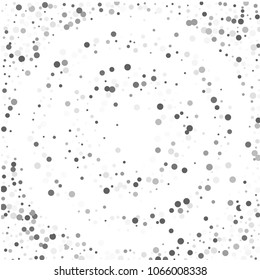 Vector gray confetti on transparent background. Falling tinsel and confetti from minimalistic geometrical confetti and ribbons. Flat falling glitter. Abstract triangles and ribbons on label.