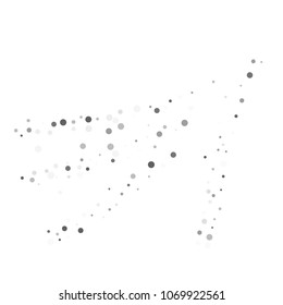 Vector gray confetti on transparent background. Falling tinsel and confetti from minimalistic geometrical confetti and ribbons. Flat falling glitter. Abstract triangles and ribbons on label.