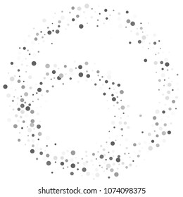 Vector gray confetti on transparent background. Falling tinsel and confetti from minimalistic geometrical confetti and ribbons. Flat falling glitter. Abstract triangles and ribbons on label.