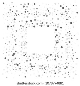 Vector gray confetti on transparent background. Falling tinsel and confetti from minimalistic geometrical confetti and ribbons. Flat falling glitter. Abstract triangles and ribbons on label.