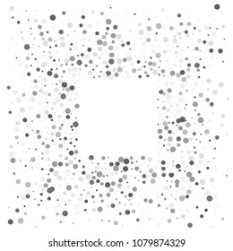 Vector gray confetti on transparent background. Falling tinsel and confetti from minimalistic geometrical confetti and ribbons. Flat falling glitter. Abstract triangles and ribbons on label.