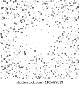 Vector gray confetti on transparent background. Falling tinsel and confetti from minimalistic geometrical confetti and ribbons. Flat falling glitter. Abstract triangles and ribbons on label.