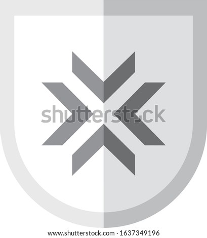 Vector gray crossed octagonal star on the shield vector