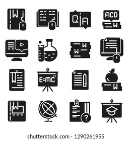 Vector gray Education and stydying set on white background icons