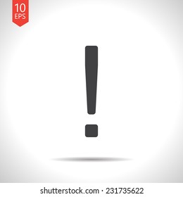 Vector gray flat exclamation mark icon  isolated on white. Eps10