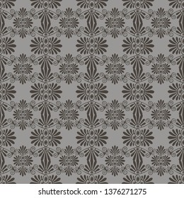 Vector gray floral seamless pattern in Art Nouveau style