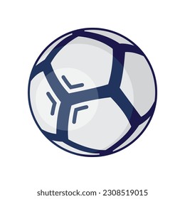 Vector gray football ball with blue contours and dart on a white background. Soccer symbol.