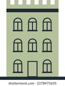 Vector gray fortress with windows and a door eps 10. Vector Fortified place with long-term defensive structures eps 10