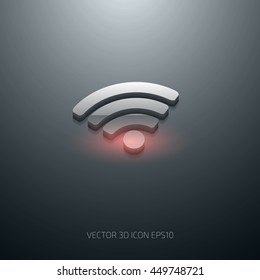 Vector gray glossy 3d wifi icon