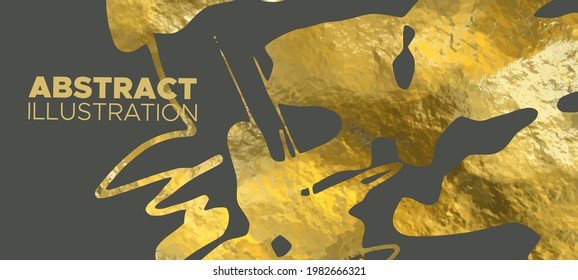 Vector Gray and Gold Design Templates for Brochures, Flyers, Mobile Technologies, Applications, Online Services, Typographic Emblems, Logo, Banners and Infographic. Golden Abstract Background.