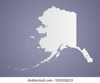 Vector Gray gradient of Alaska map on purple background.