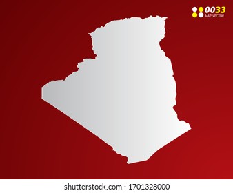 Vector Gray gradient of Algeria map on red background.