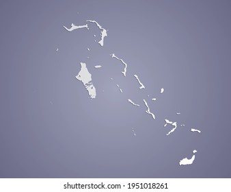 Vector Gray gradient of The Bahamas map on purple background.