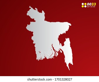 Vector Gray gradient of Bangladesh map on red background.