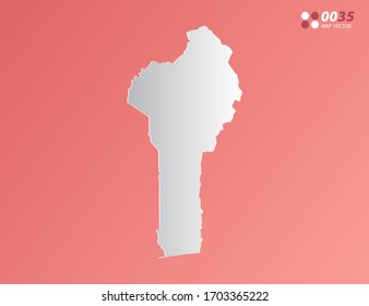Vector Gray gradient of Benin map on orange background.