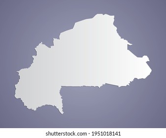 Gradiente de gris vectorial de Burkina Faso mapa sobre fondo morado.