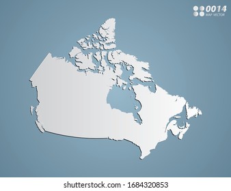 Vector Gray gradient of Canada map on blue background.