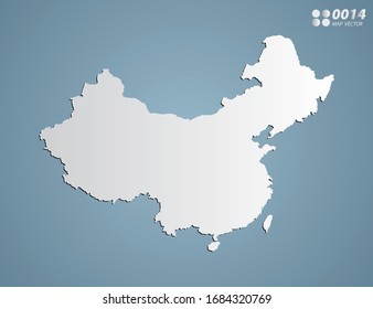 Vector Gray gradient of China map on blue background.
