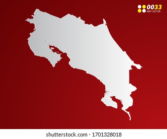 Vector Gray gradient of Costa Rica map on red background.