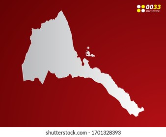 Vector Gray gradient of Eritrea map on red background.